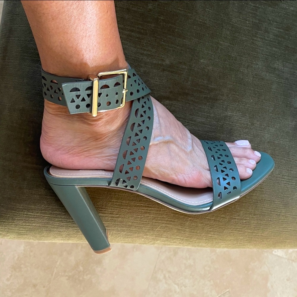 Elegant Olive Cutout Strappy Sandals